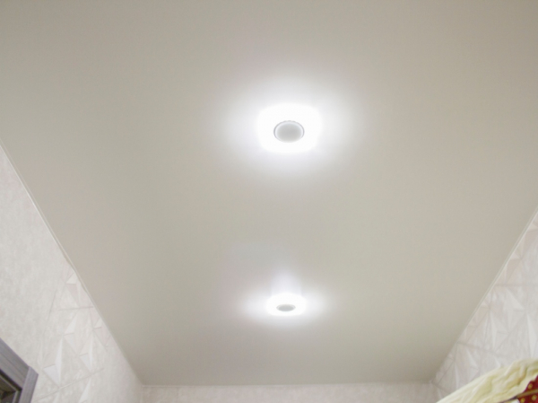 Фото натяжного потолка со светильниками в прихожую